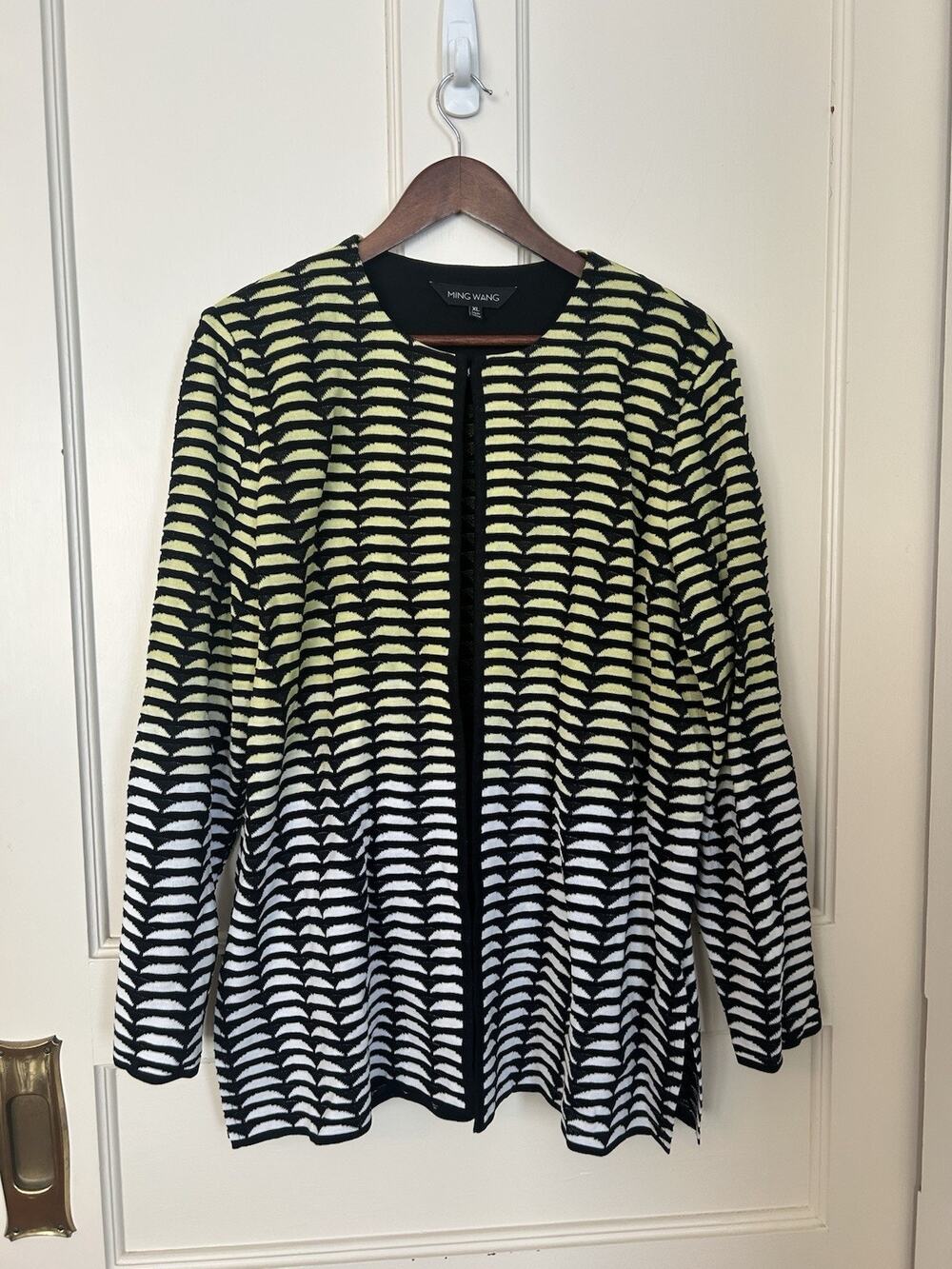 Ming Wang Textured Ombre Cardigan Womens SIze XL Yellow Black Classic Career